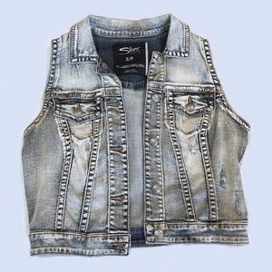 SILVER Jeans Co Denim Vest Studded sz SM - EUC